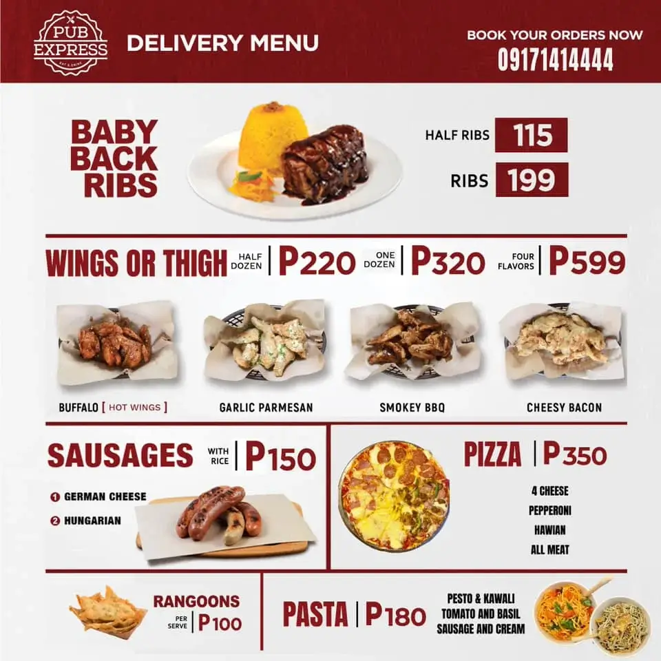 Pub Express Menu with Prices