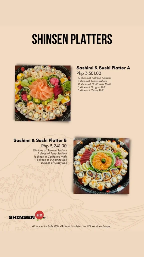 Shinsen Makisuhi Menu with Prices