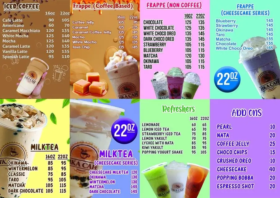 Fiika Cafe Drinks Menu with Prices