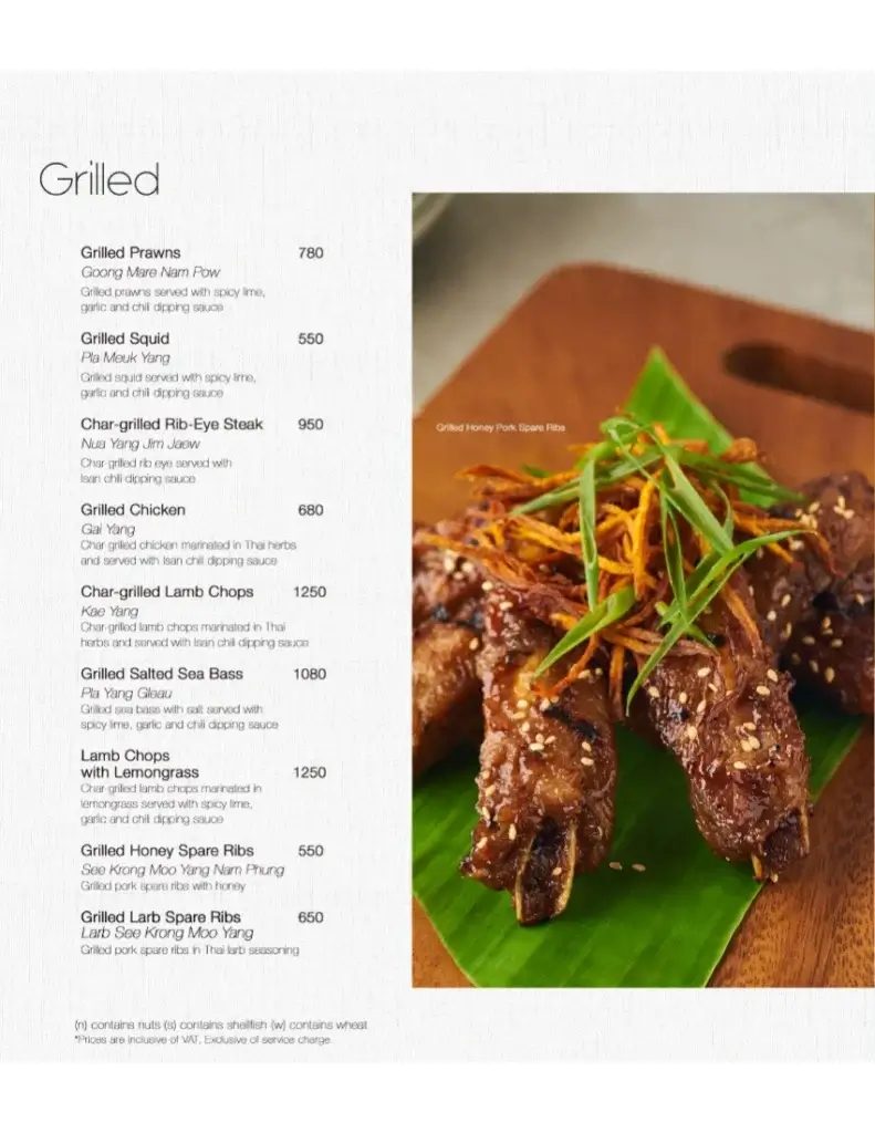 Mango Tree Cafe Grilled Menu with Prices