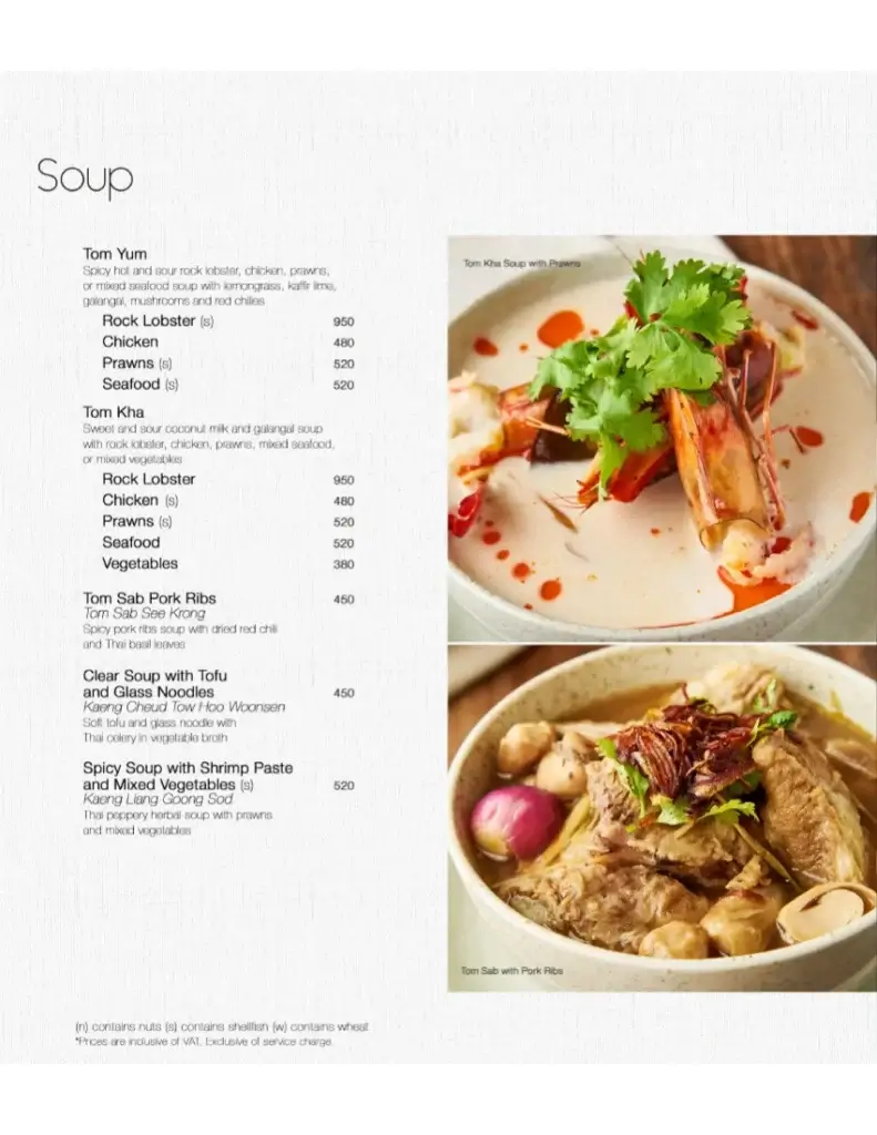 Mango Tree Cafe Soup Menu with Prices