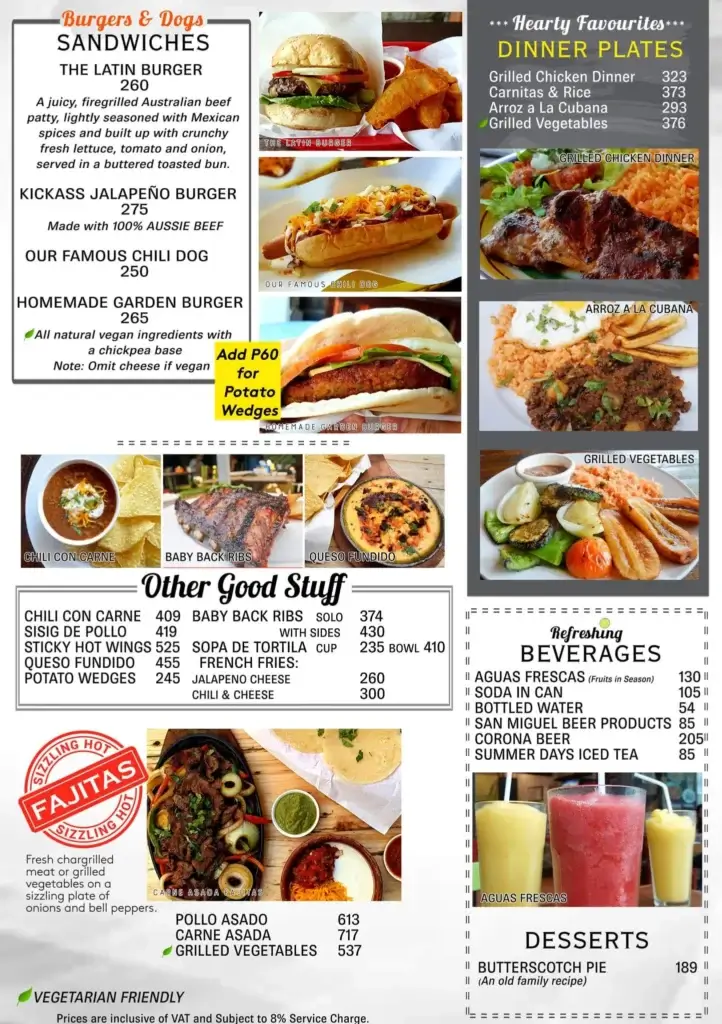 Mexicali Burgers and hotdogs Menu with Prices