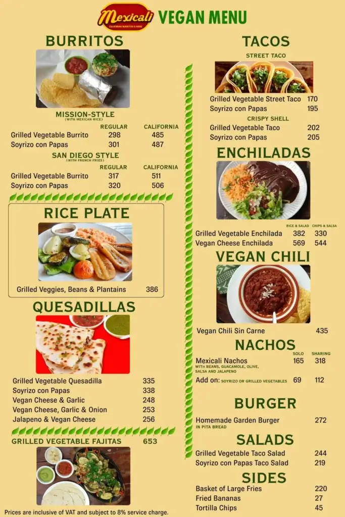 Mexicali Tacos Menu with Prices