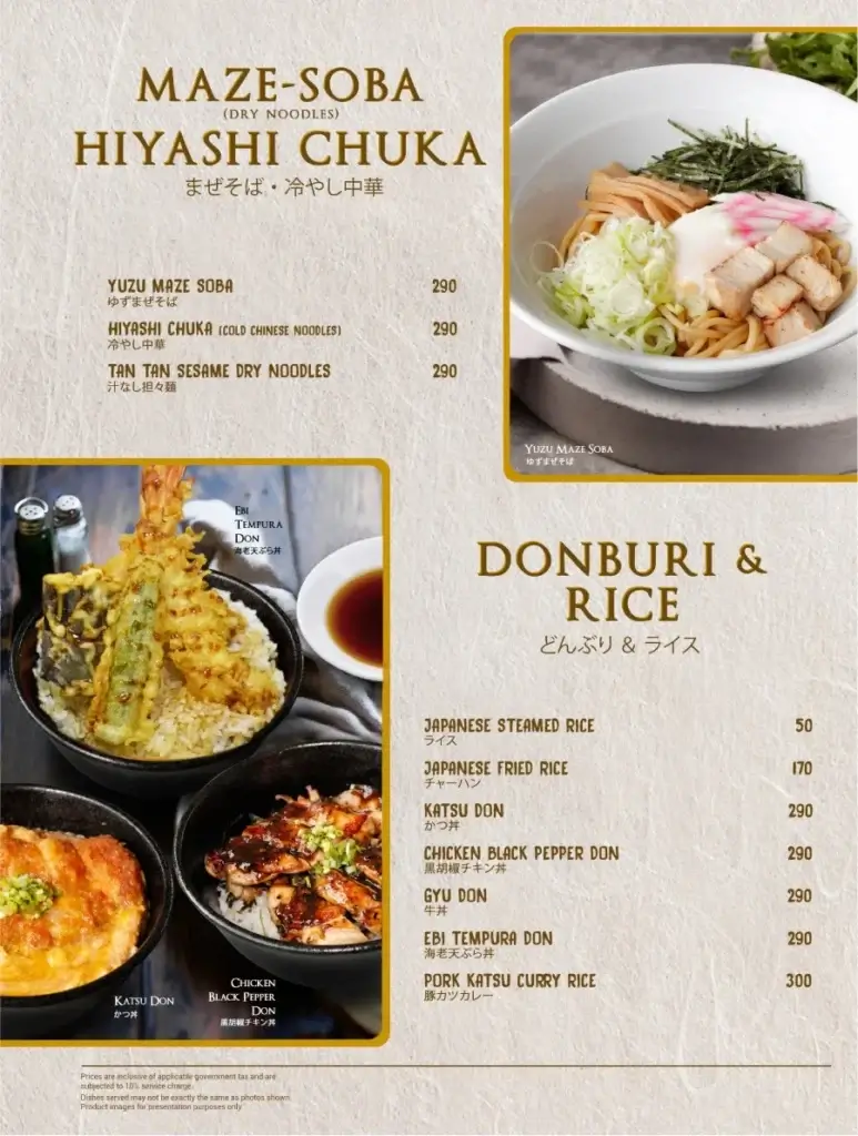 Mitsuyado Sei Men Menu with Prices