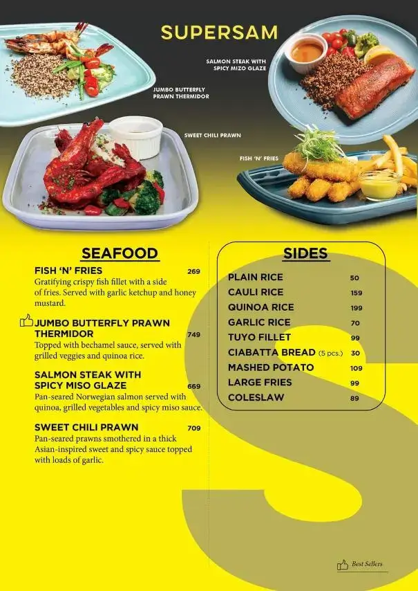 Supersam Seafood Menu with Prices