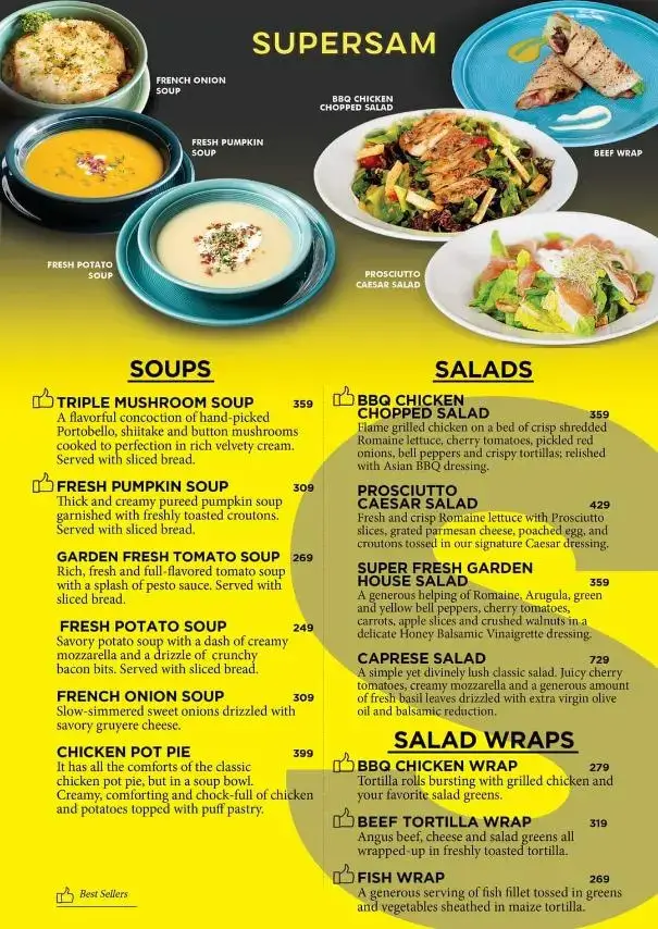 Supersam Soups Salads Menu with Prices