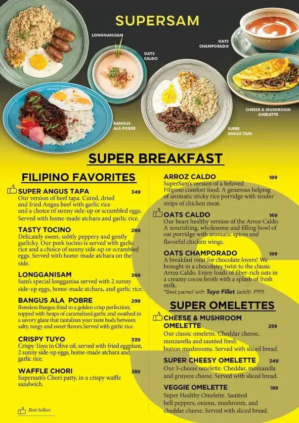 Supersam Super Breakfast Menu with Prices