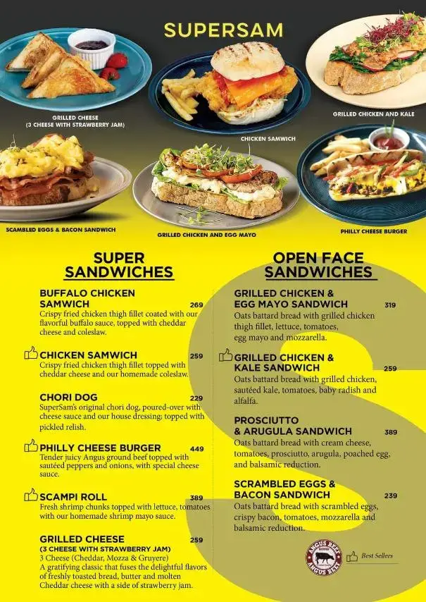 Supersam Super Sandwiches Menu with Prices