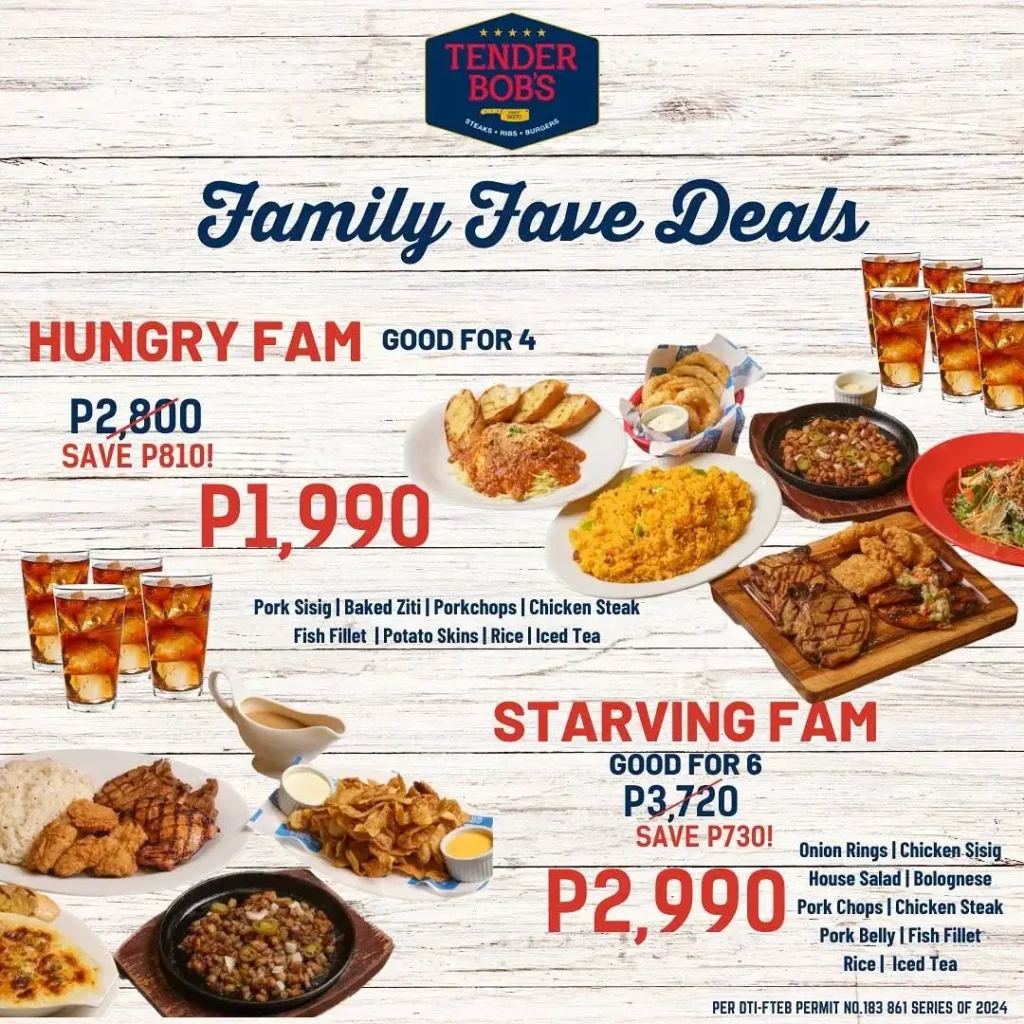 Tender Bob's Family Fav Deals with Prices