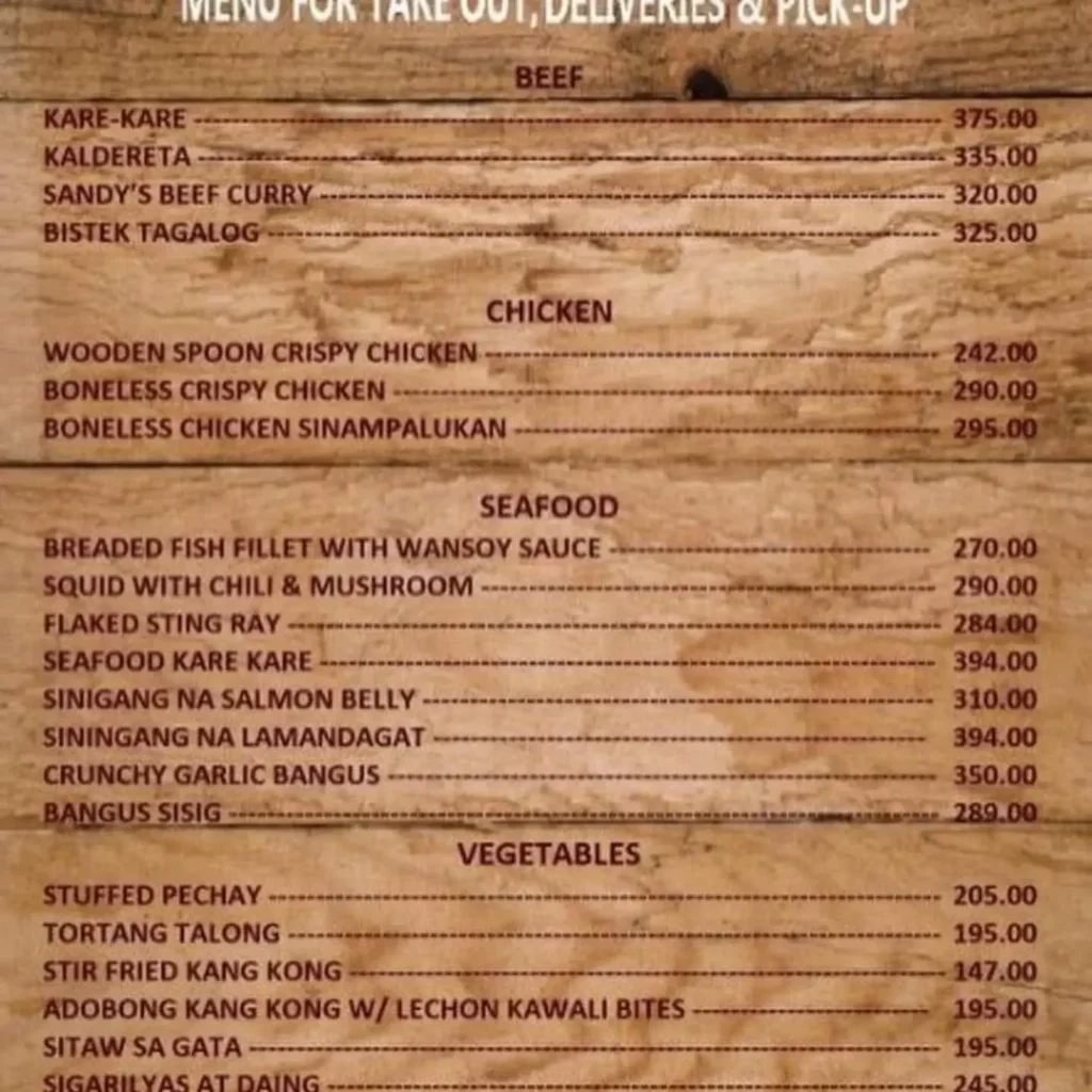 Wooden Spoon Others Menu with Prices