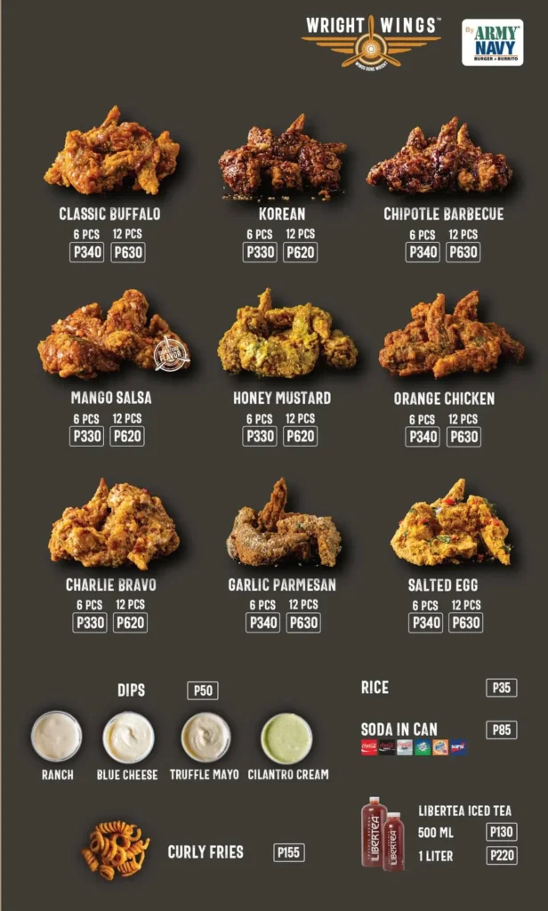 Wright Wings Menu Prices